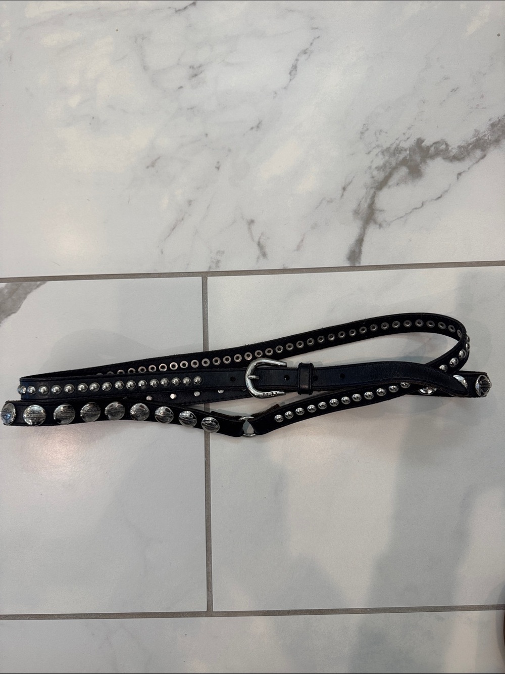 Harley-Davidson Black Studded Leather Waist Belt - DOUBLE DECKER